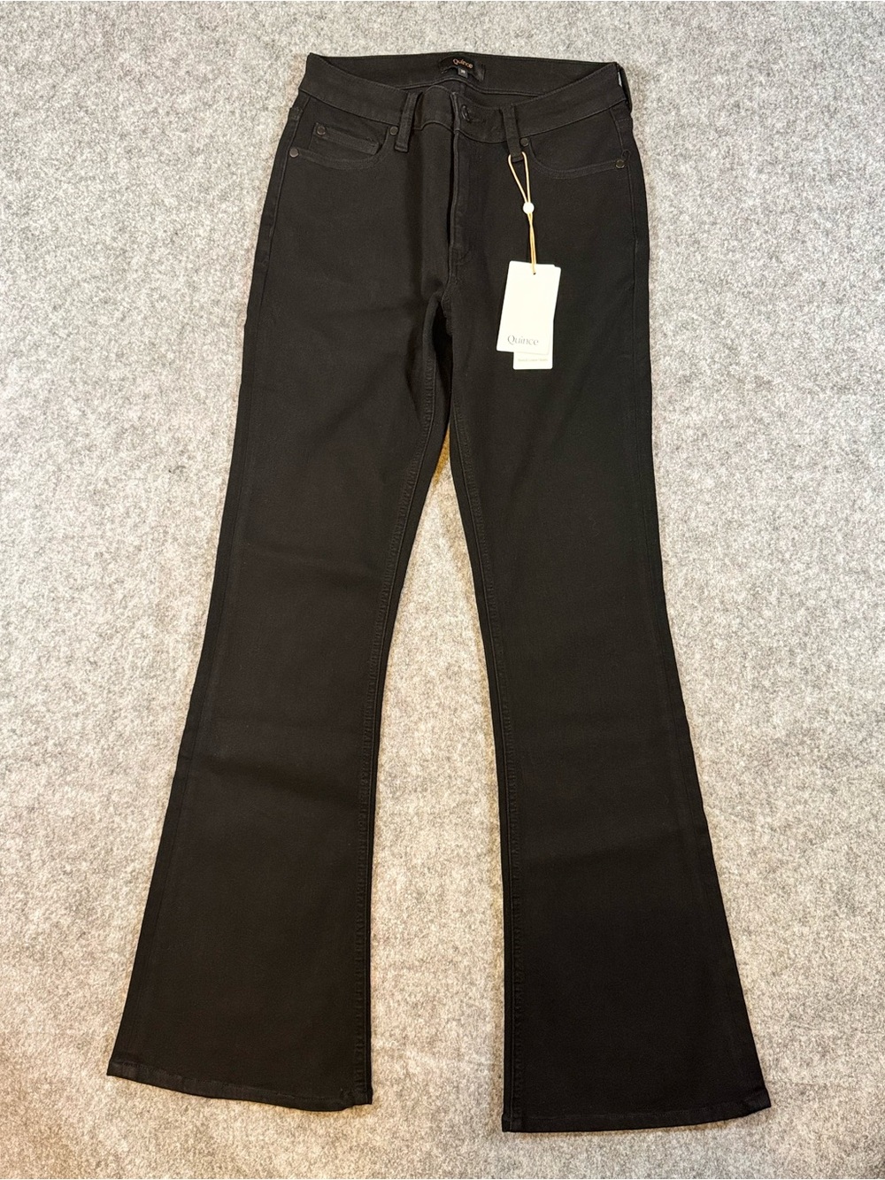 Quince Luna Stretch Flare Jeans Black Size 25 NWT Organic Cotton Stretch MidRise